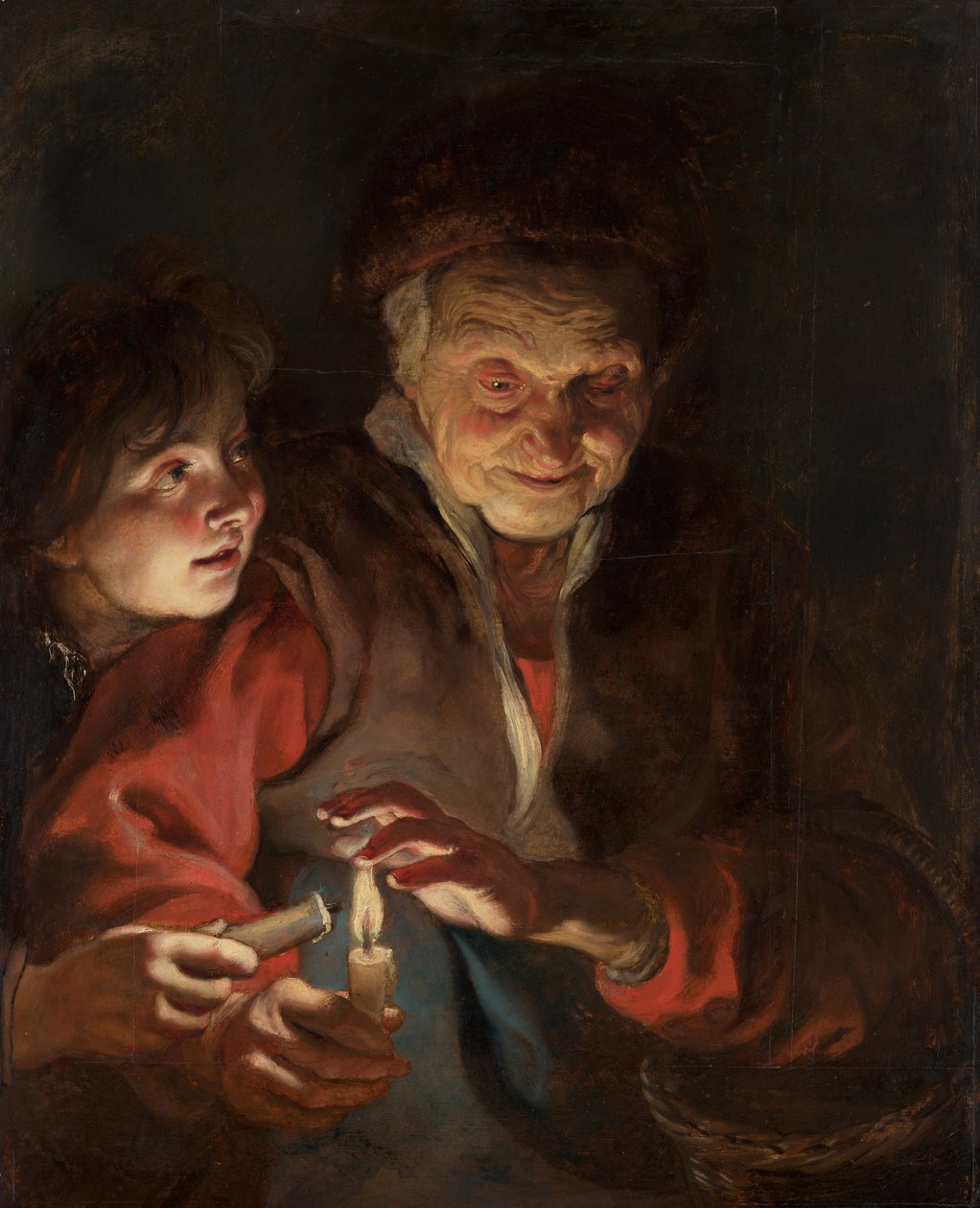 ろうそくを持った老婆と少年、c。 1616-1617。 作： ピーテル・パウル・ルーベンス