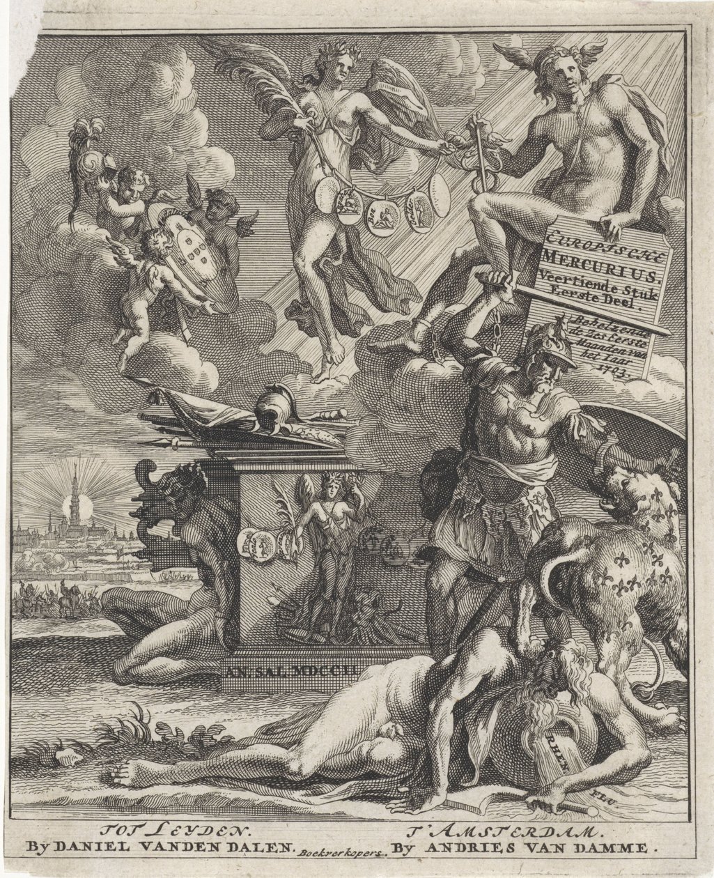 タイトルページ: ヨーロッパのメルクリウス、第 14 部、第 1 部、1703 年 作： Pieter Sluyter