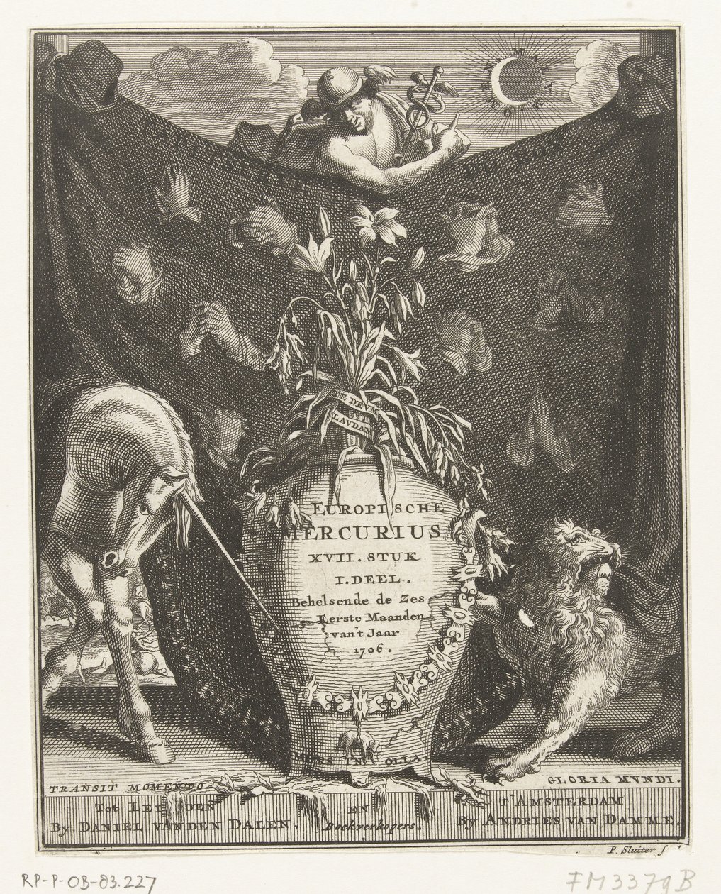1706 年のヨーロッパ水星のタイトル ページ 作： Pieter Sluyter