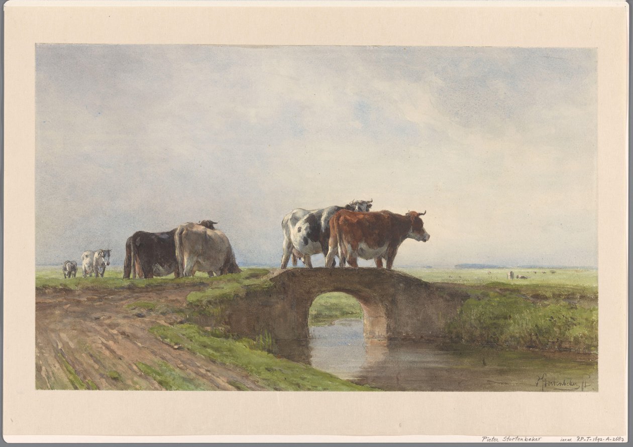 石橋の牛 作： Pieter Stortenbecker