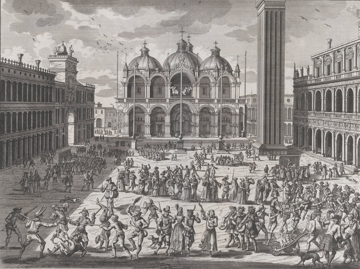 ヴェネツィアのカーニバル、から: Thesaurus of Antiquities and Histories of Italy, vol. 9、1722 作： ピーター・ファン・デル・アー