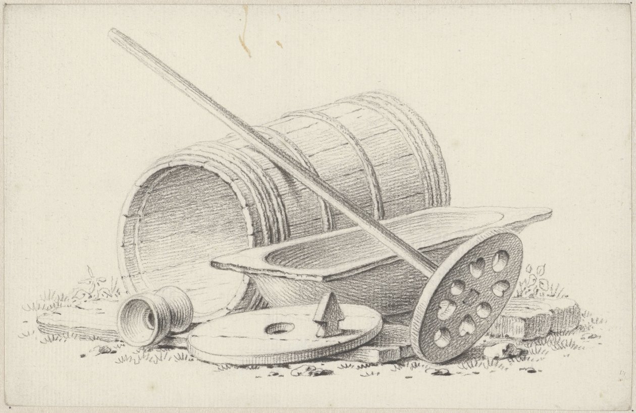 骨粉の壺と桶の静物画 作： Pieter de Goje