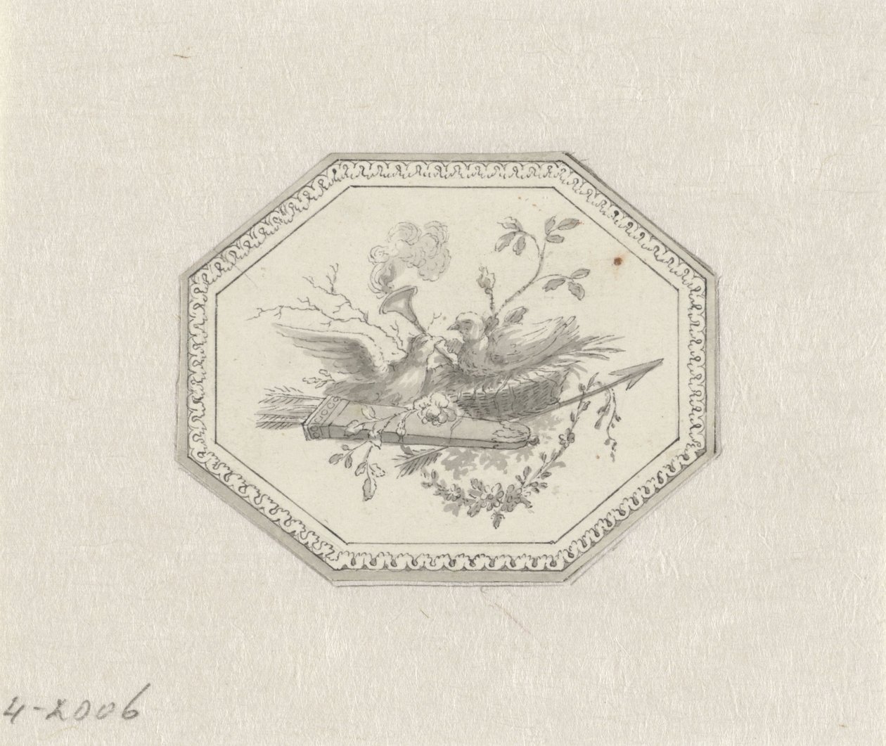 果物を描いた静物画のヴィネット 作： Pieter de Goje