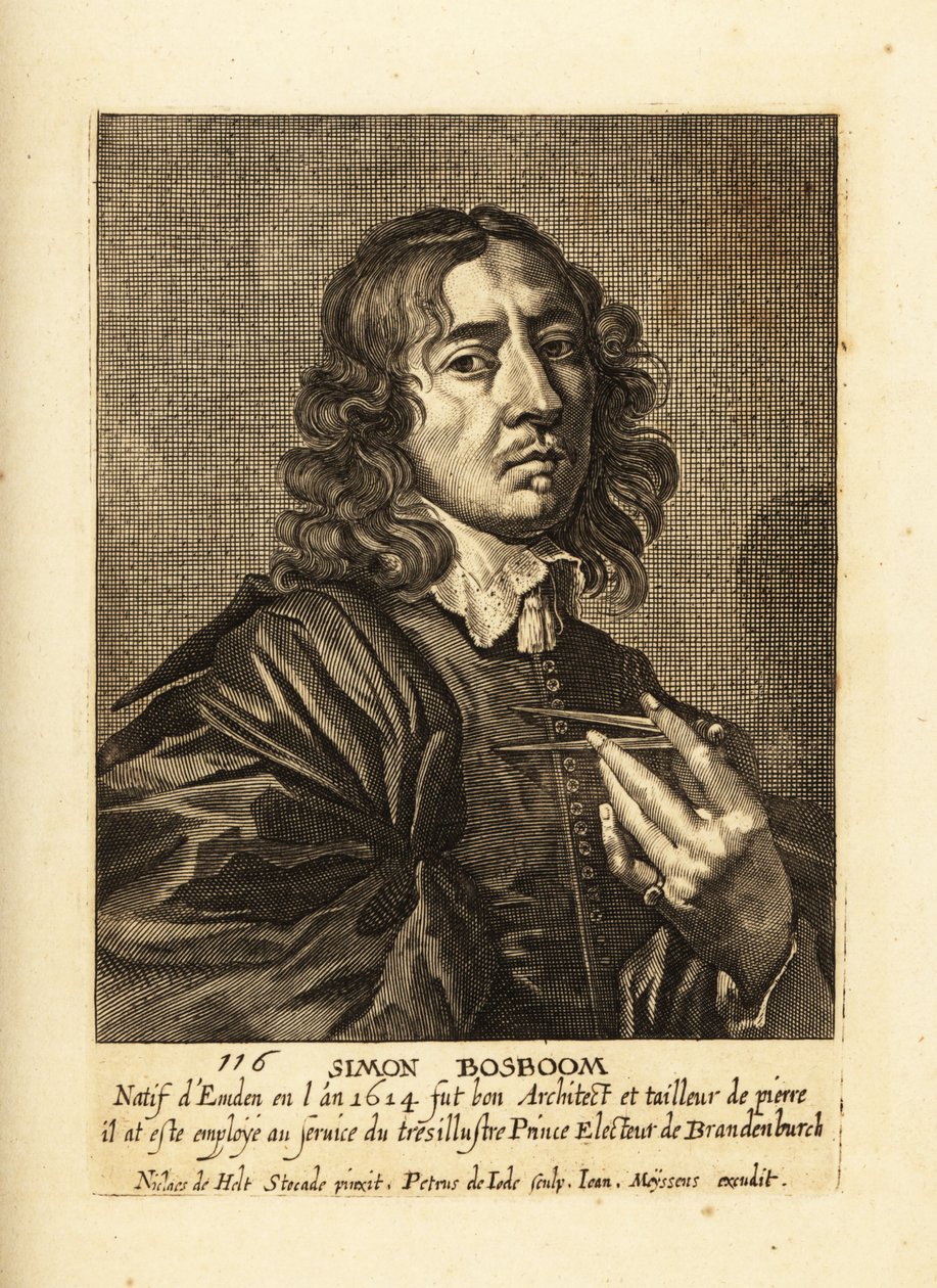 オランダ黄金時代の建築家・作家、サイモン・ボスボームの肖像 作： Pieter de II Jode