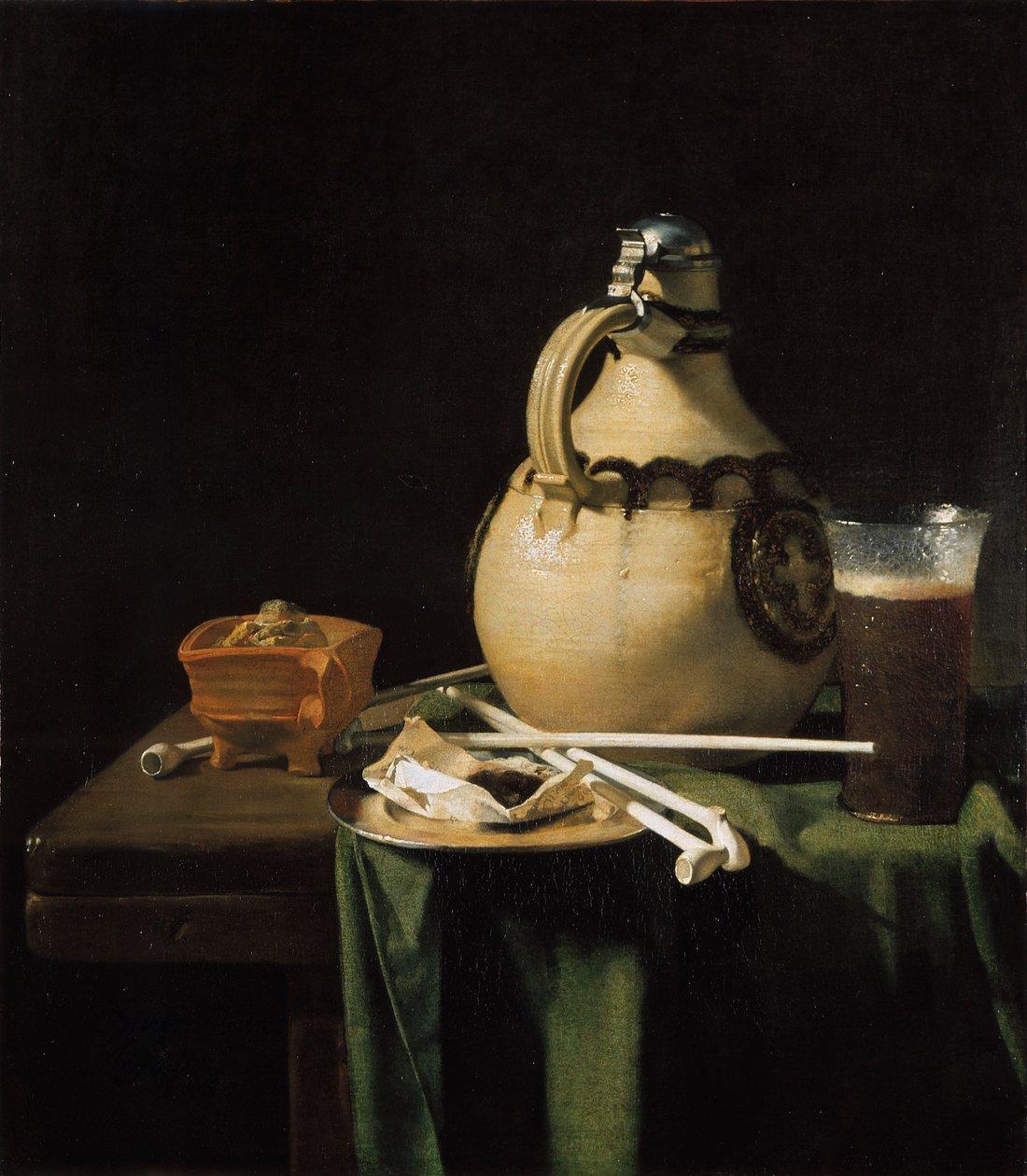 土瓶と土管のある静物画 作： Pieter van Anraedt