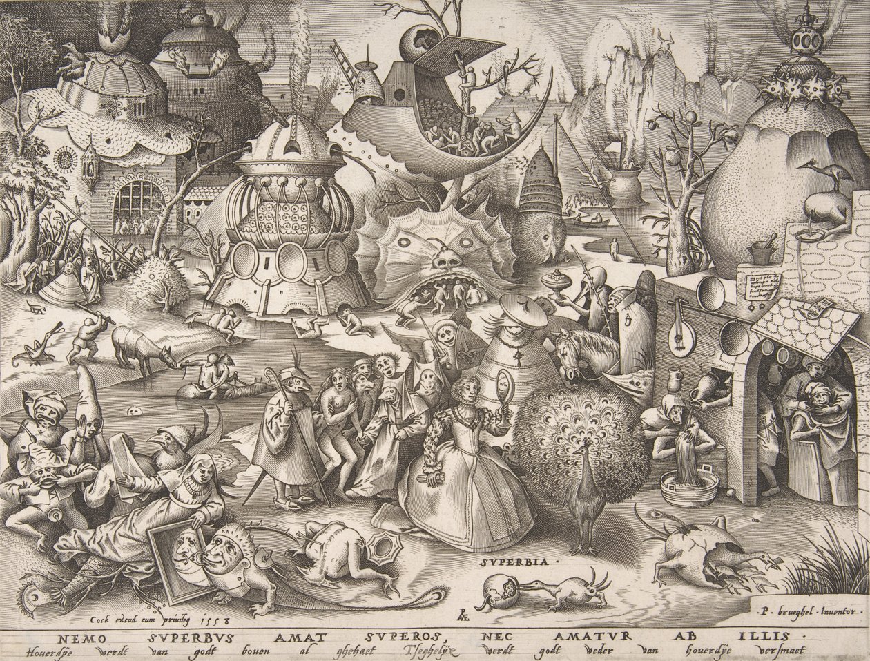 シリーズ「七つの大罪」のプライド スペルビア、1558 年。 作： ピーター・ファン・デル・ハイデン