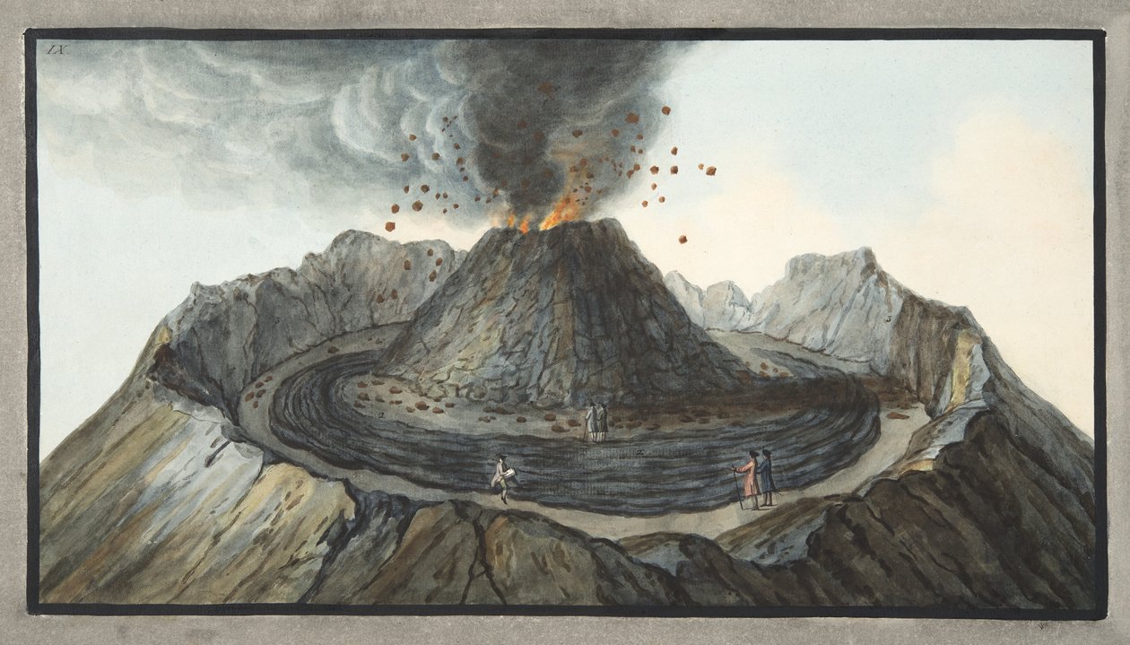 1767年の噴火前のベスビオ火山の円錐の内部、ウィリアムハミルトン卿（1730-1803）による「カンピフレグレイ：2つのシチリアの火山に関する観察」のプレート9、1776年（wc o 作： ピエトロファブリス