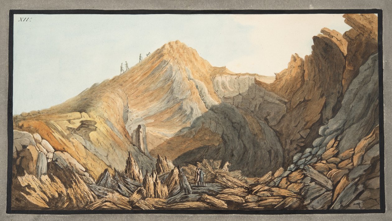 ウィリアムハミルトン卿（1730-1803）による「カンピフレグレイ：2つのシチリアの火山の観察」からのクレーター、または小さな山のコーンXIVのコーンの内部の様子1 作： ピエトロファブリス