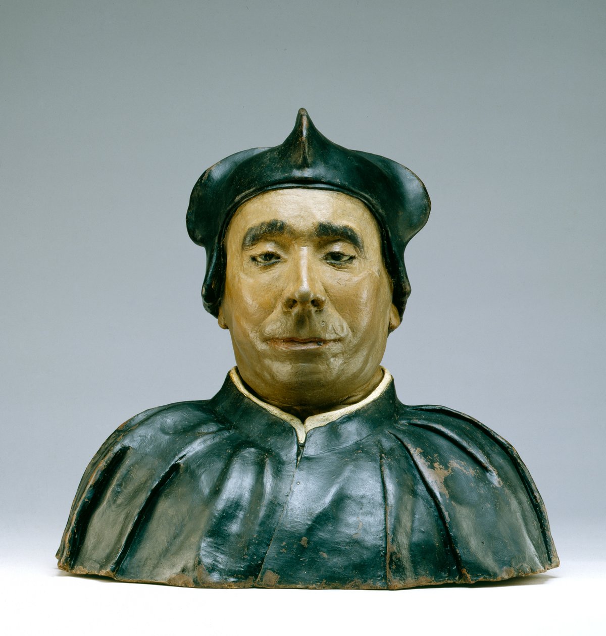 学者または高位聖職者の胸像、1545年（ポリクロームテラコッタ） 作： ピエトロ・トリリアーノ