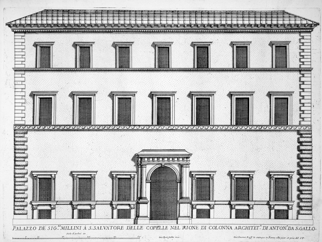 ローマのパラッツォミリーニ、「パラッツォディローマ」パートII、1670年代 作： ピエトロフェレリオ