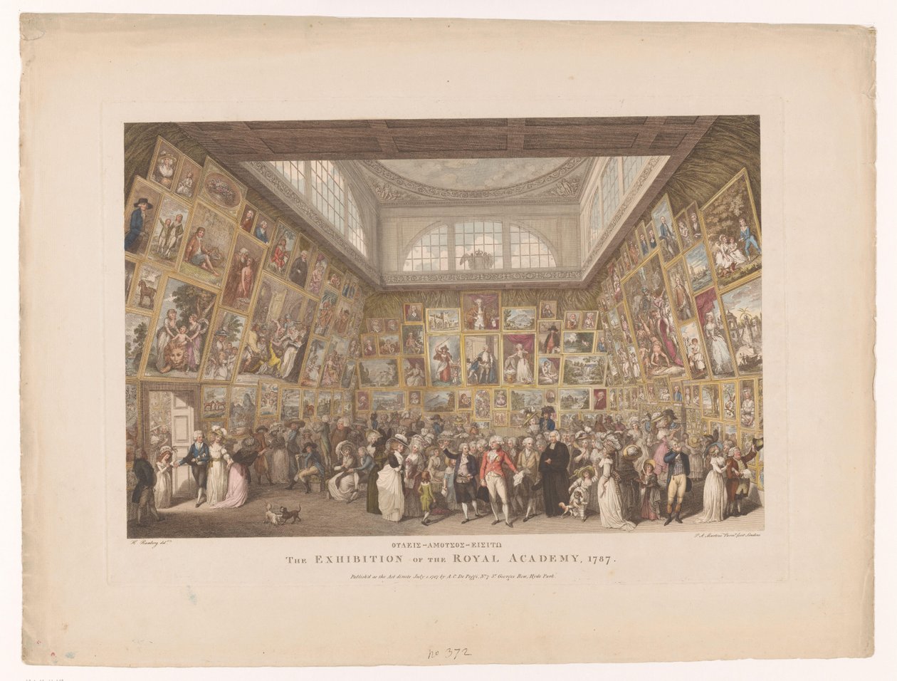 1787 年、ロンドンのロイヤル アカデミーでのテントゥーンステリング 王立アカデミーの展示会、1787年（オブジェクトのタイトル） 作： ピエトロアントニオマティーニ