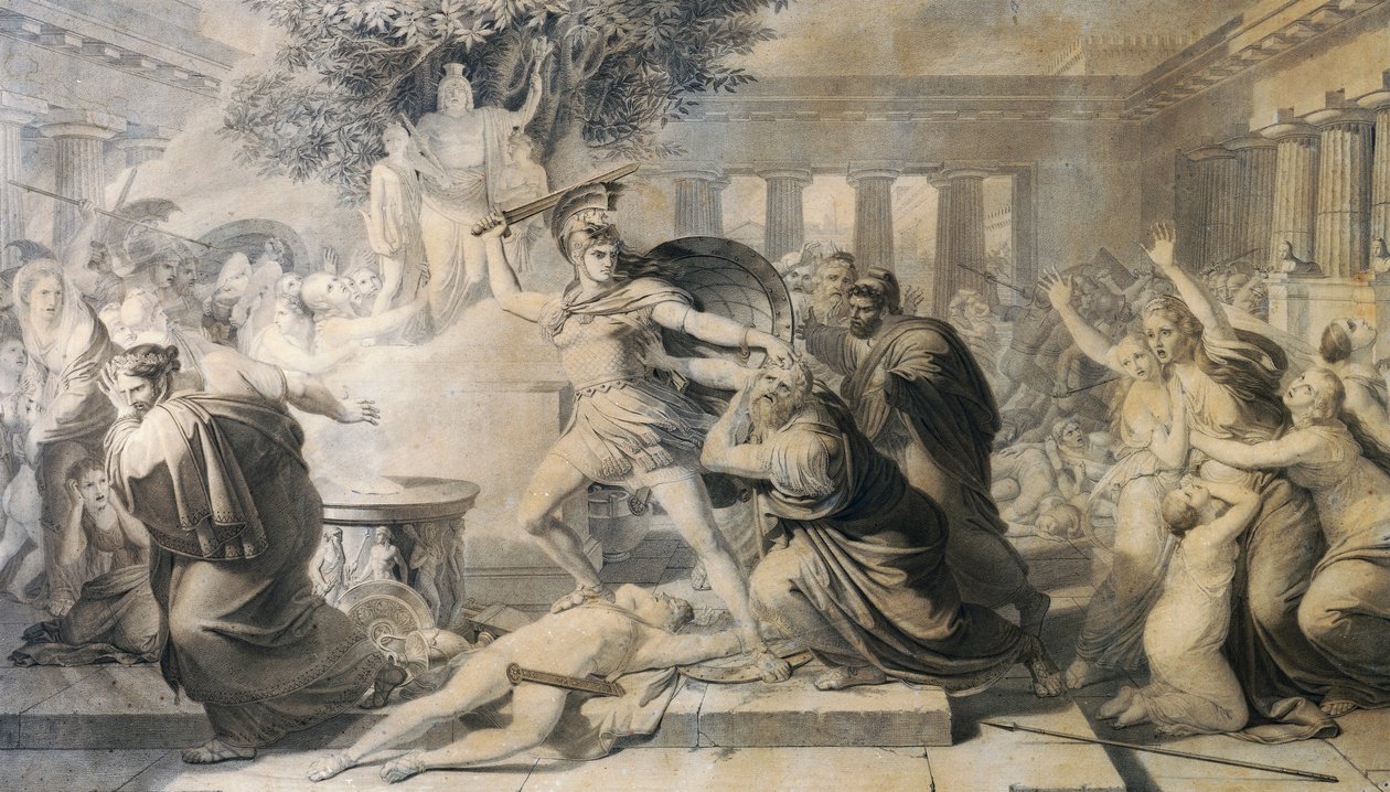 Morte de Príamo, de Pietro Benvenuti (1769-1844), impressão de pintura de 1811 作： ピエトロ・ベンヴェヌティ