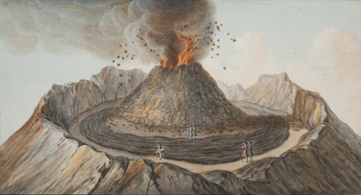 カンピフレグレイのプレートIX：ウィリアムハミルトンによる2つのシチリアの火山の観察、1776年（手描きの彫刻） 作： ピエトロファブリス