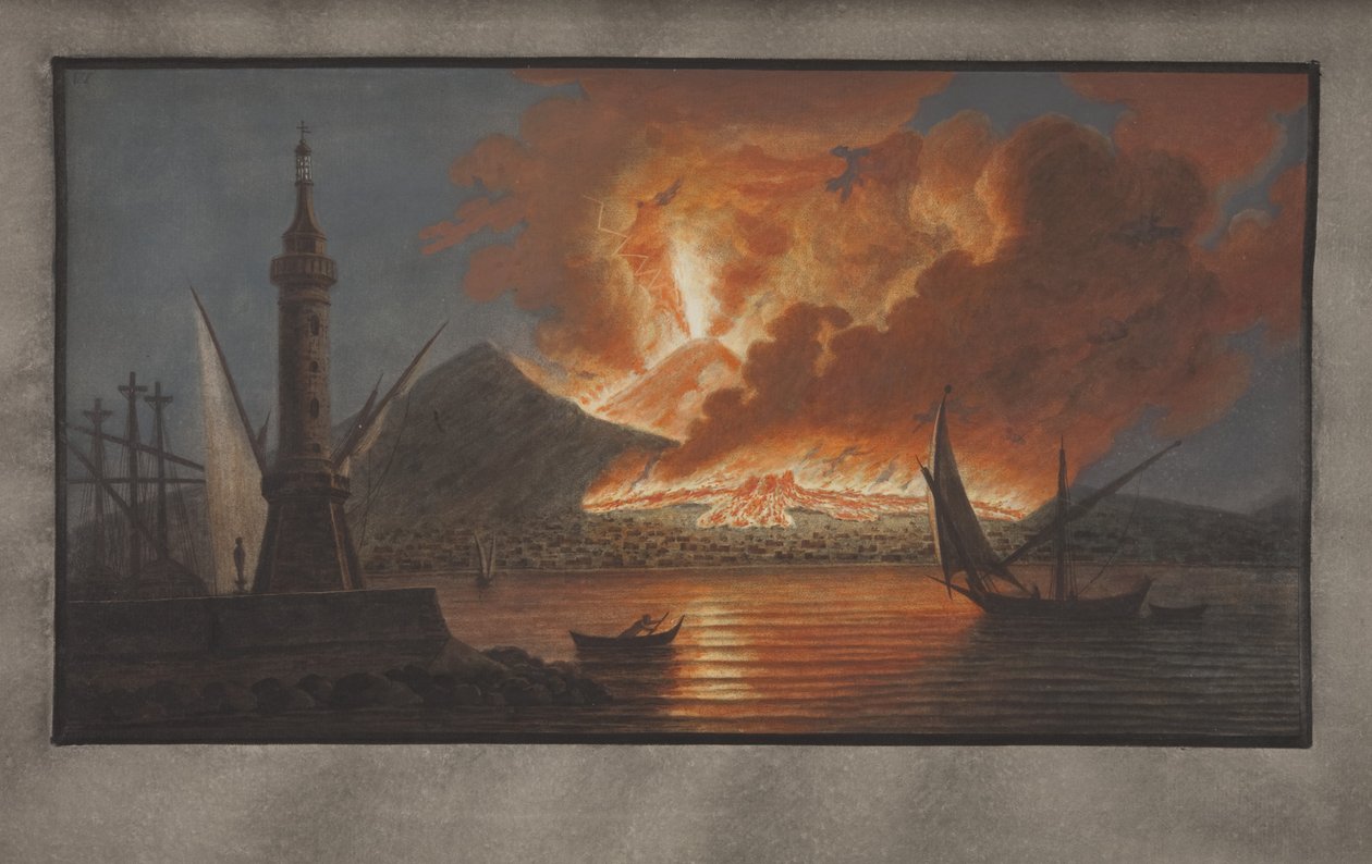 カンピフレグレイのプレートVI：ウィリアムハミルトンによる2つのシチリアの火山の観測、1776年（紙、WC） 作： ピエトロファブリス