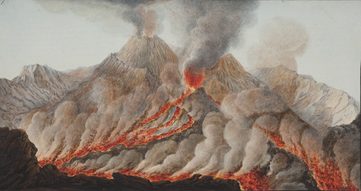 カンピフレグレイからのプレートX：ウィリアムハミルトンによる2つのシチリアの火山の観察、1776年（紙のトイレ） 作： ピエトロファブリス