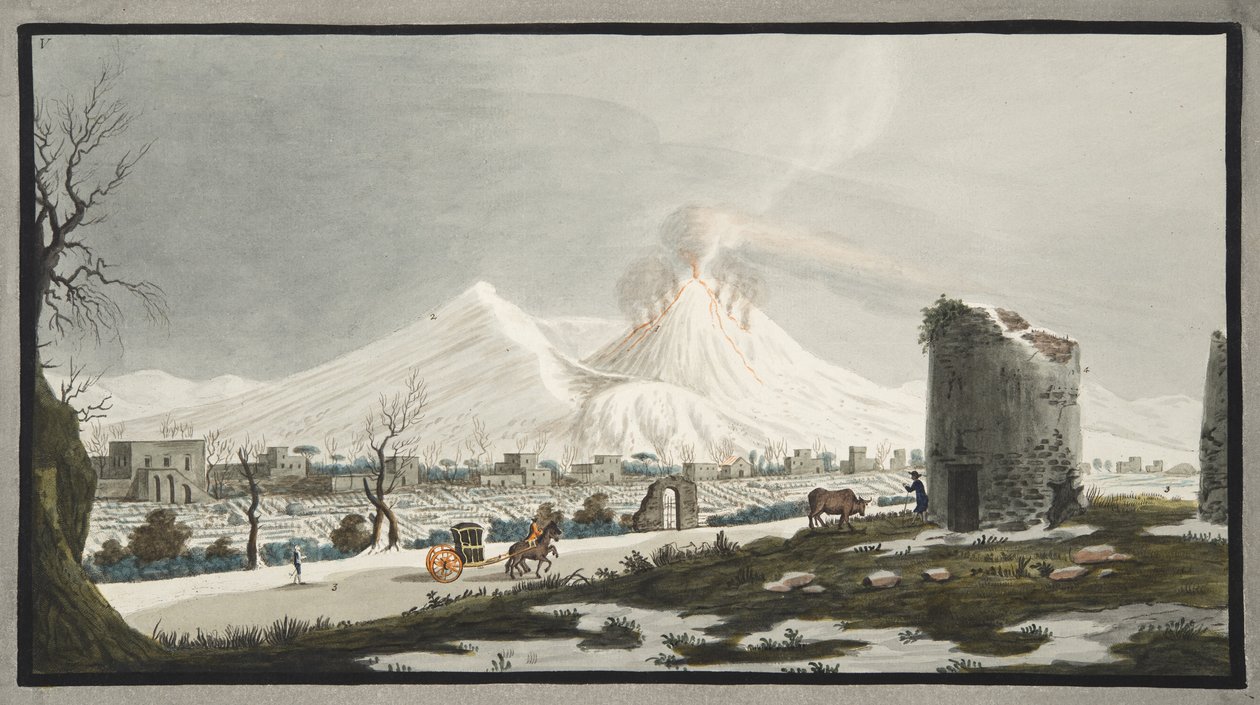 ウィリアムハミルトン卿（1730-1803）による「カンピフレグレイ：2つのシチリアの火山の観測」の雪のベスビオ、プレートV、1776年発行 作： ピエトロファブリス