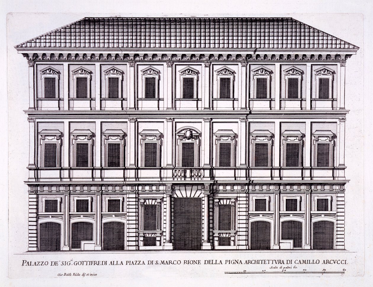 ローマのパラッツォディローマのパラッツォグラッツィオーリ、サンマルコ広場、パートII、1670年代 作： ピエトロフェレリオ