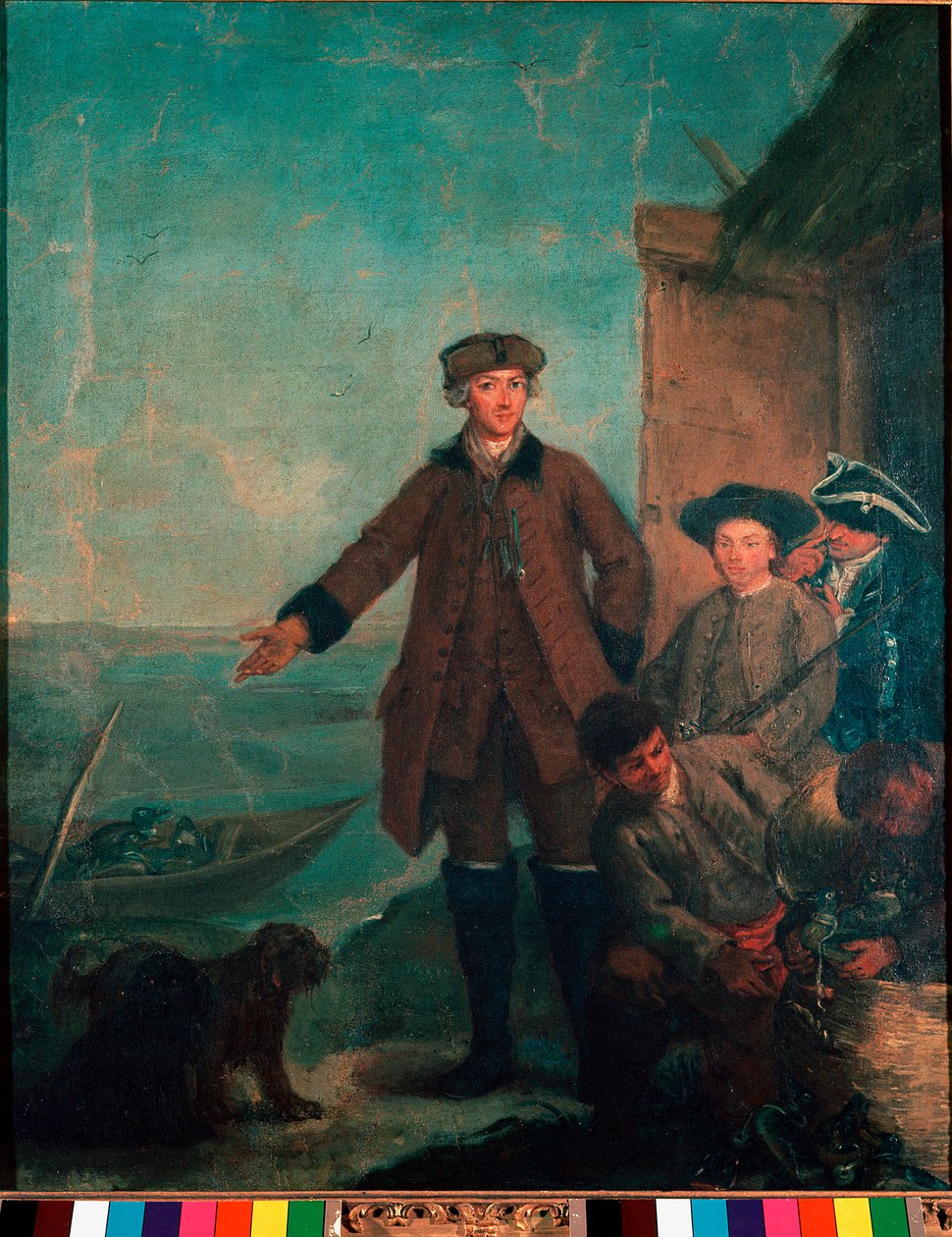 ラグーンでの鴨狩り ピエトロ・ロンギ（1702-1785）の絵画 1765-1770日61x50 cm ヴェネツィア ピナコテカ ケリーニ＝スタンパリア 作： ピエトロ・ロンギ