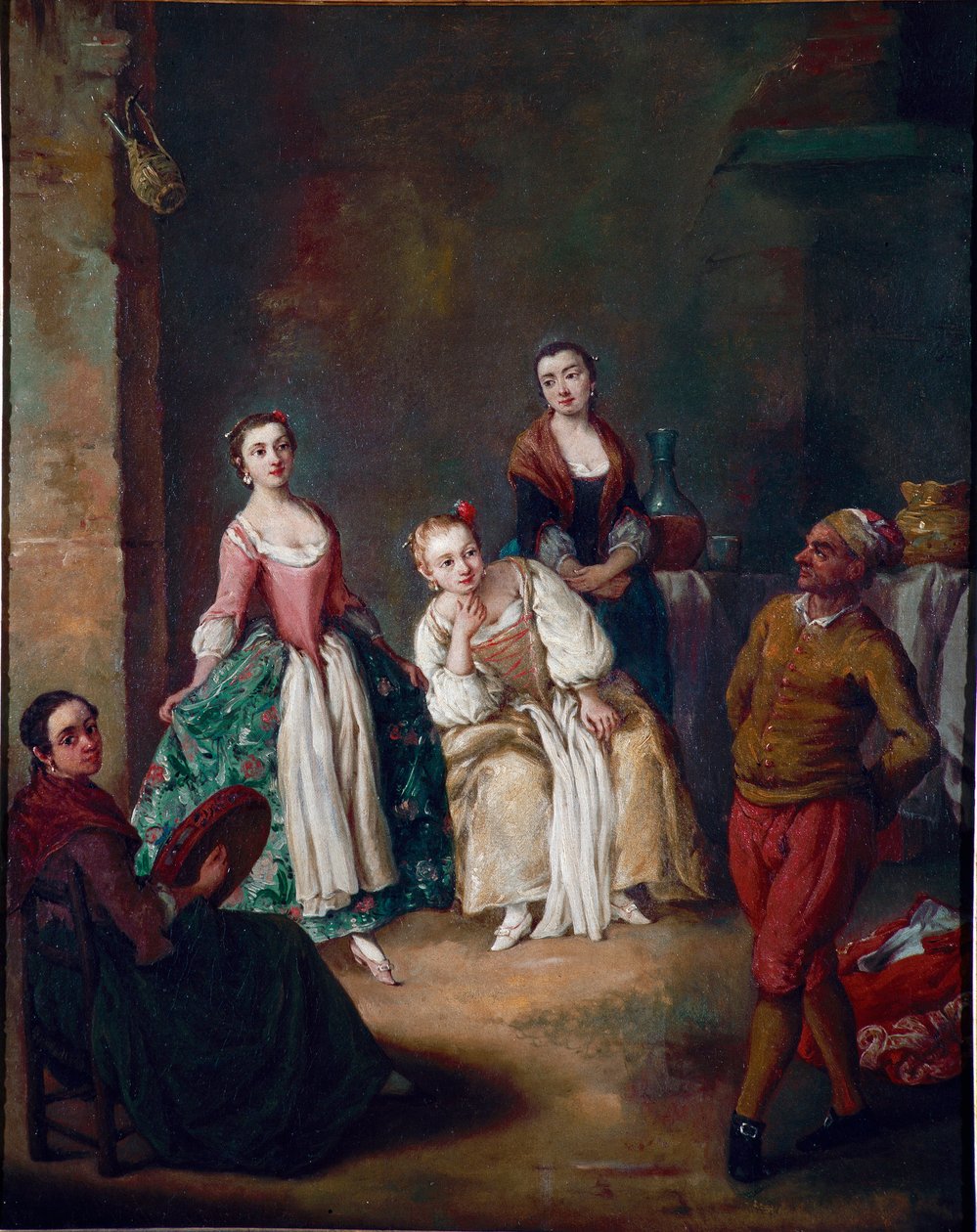 ヴェネツィア地方のポピュラーな踊り、ラ・フォルラーナ（La furlana）。ピエトロ・ロンギ（1702-1785）による絵画 1750年 日62x51 cm カ・レッツォーニコ、ヴェネツィア 作： ピエトロ・ロンギ