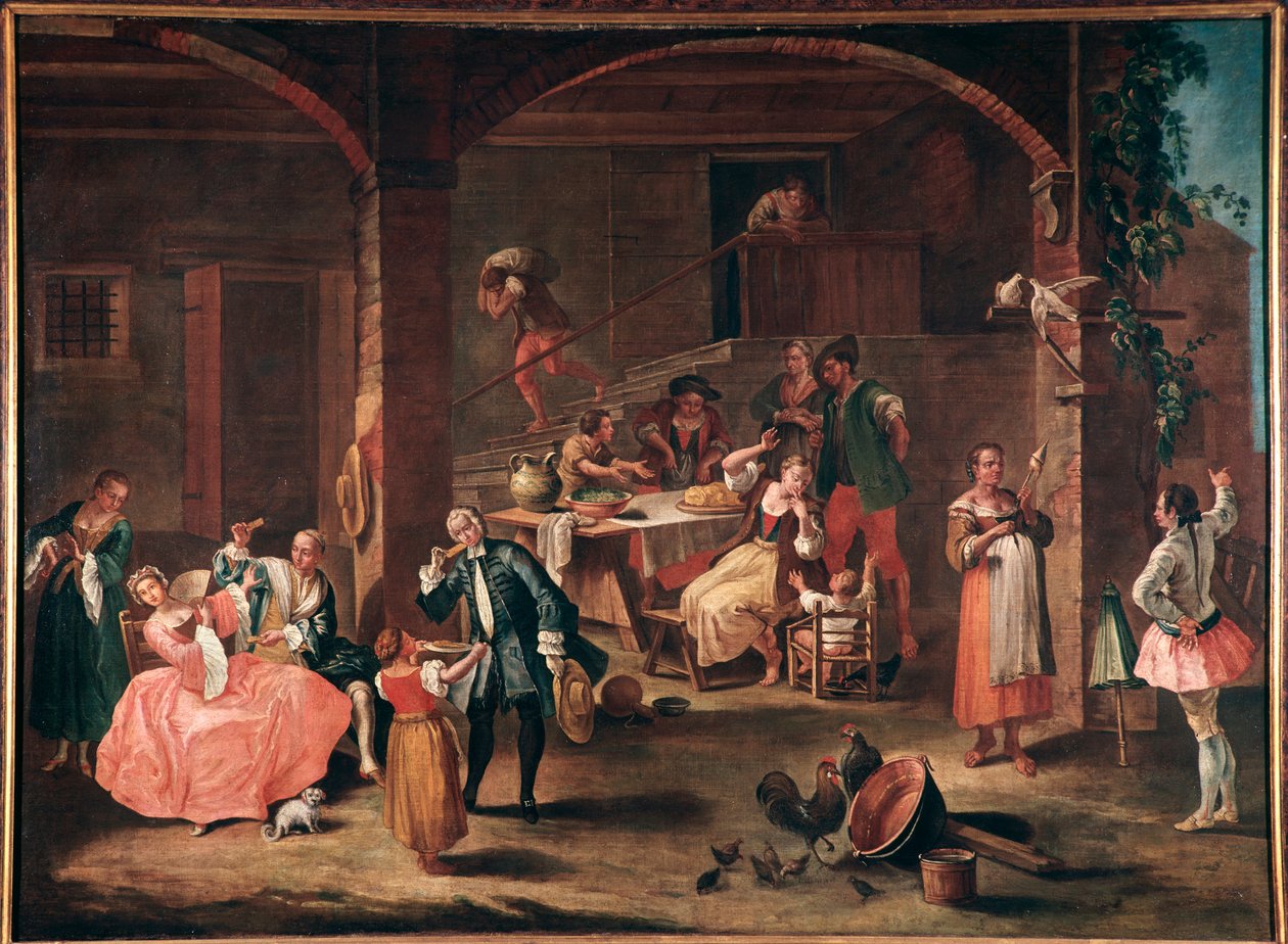 La merenda in campagna（田舎のおやつ） Pietro Longhi（1702-1785）による絵画 1750年頃 薄手 96x131 cm Venice, Ca