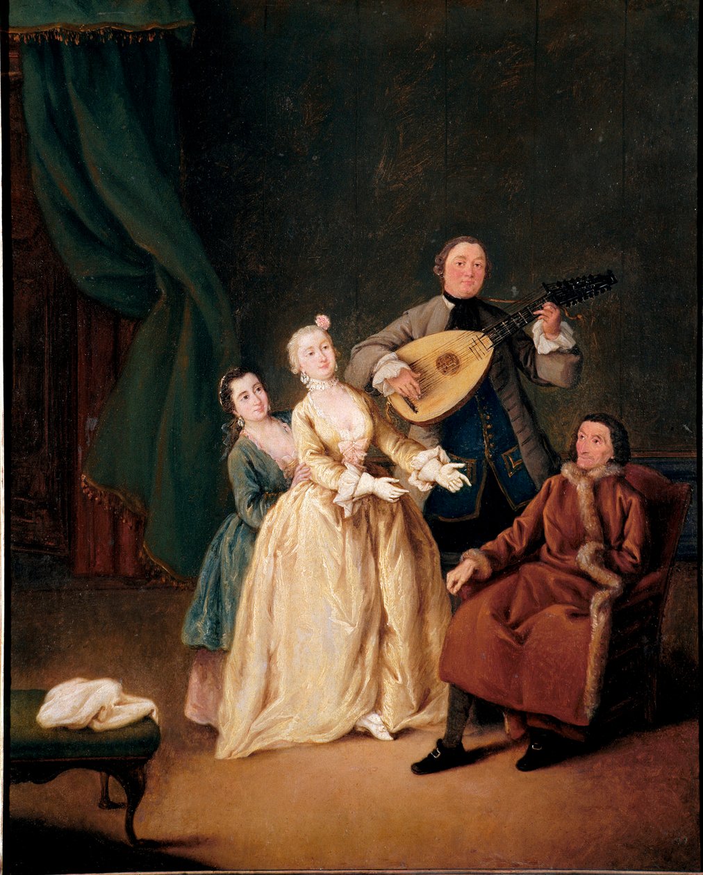 家族のコンサート ピエトロ・ロンギ（1702-1785）による絵画 1752年 薄暗い。62x51 cm カ・レッツォーニコ、ヴェネツィア 作： ピエトロ・ロンギ