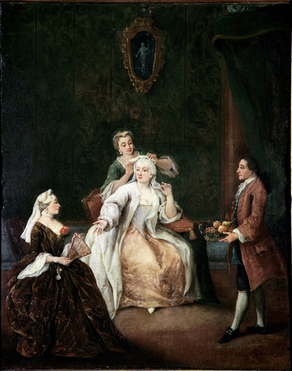 理髪師（The hairdresser） ピエトロ・ロンギ（1702-1785）の絵画 1760年 約Dim 62x50 cm ヴェネツィア、カ
