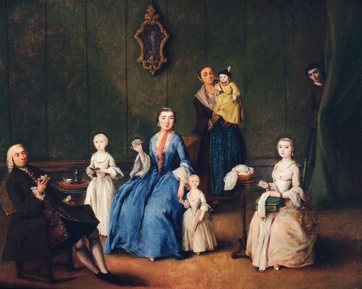 ピエトロ・ロンギ（1701-1785）の「ヴェネツィアの家族 作： ピエトロ・ロンギ