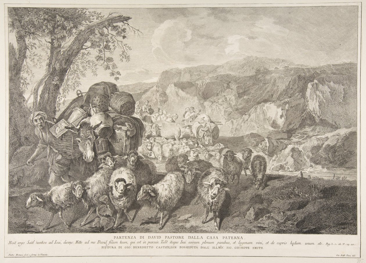羊飼いのダビデの父の家からの出発 Partenza di David pastore..., 1743-63. 作： ピエトロモナコ