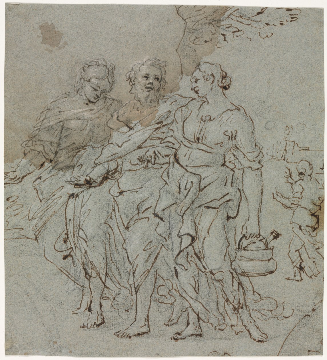 ロットアンドヒスドーターズスケッチfor Lot and His Daughters verso、1600s 作： ピエトロダコルトーナ