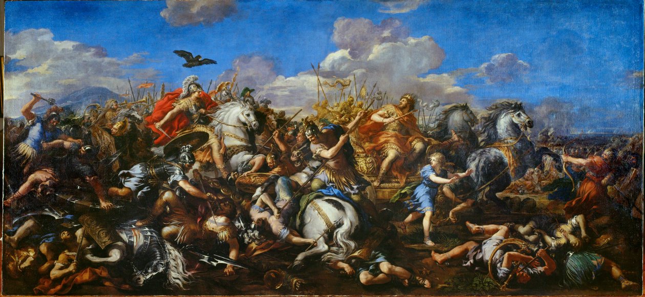 ペルシャ王ダレイオス3世に対するアレクサンダーの戦い、イッソスの戦い（キャンバスに描かれた絵画） 作： ピエトロ ダ & フェッリ チーロ (1634 89) コルトーナ