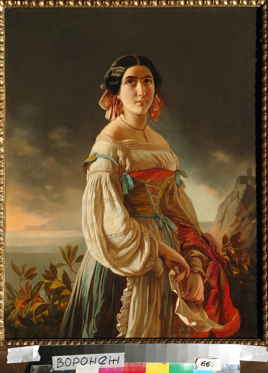リナ・ガガリーナ王女（当時のムラヴィオワ伯爵夫人）の肖像画。 Pimen Nikitich Orlov（1812-1863）による絵画、キャンバスに油彩 作： ピメン・ニキティク・オルロフ