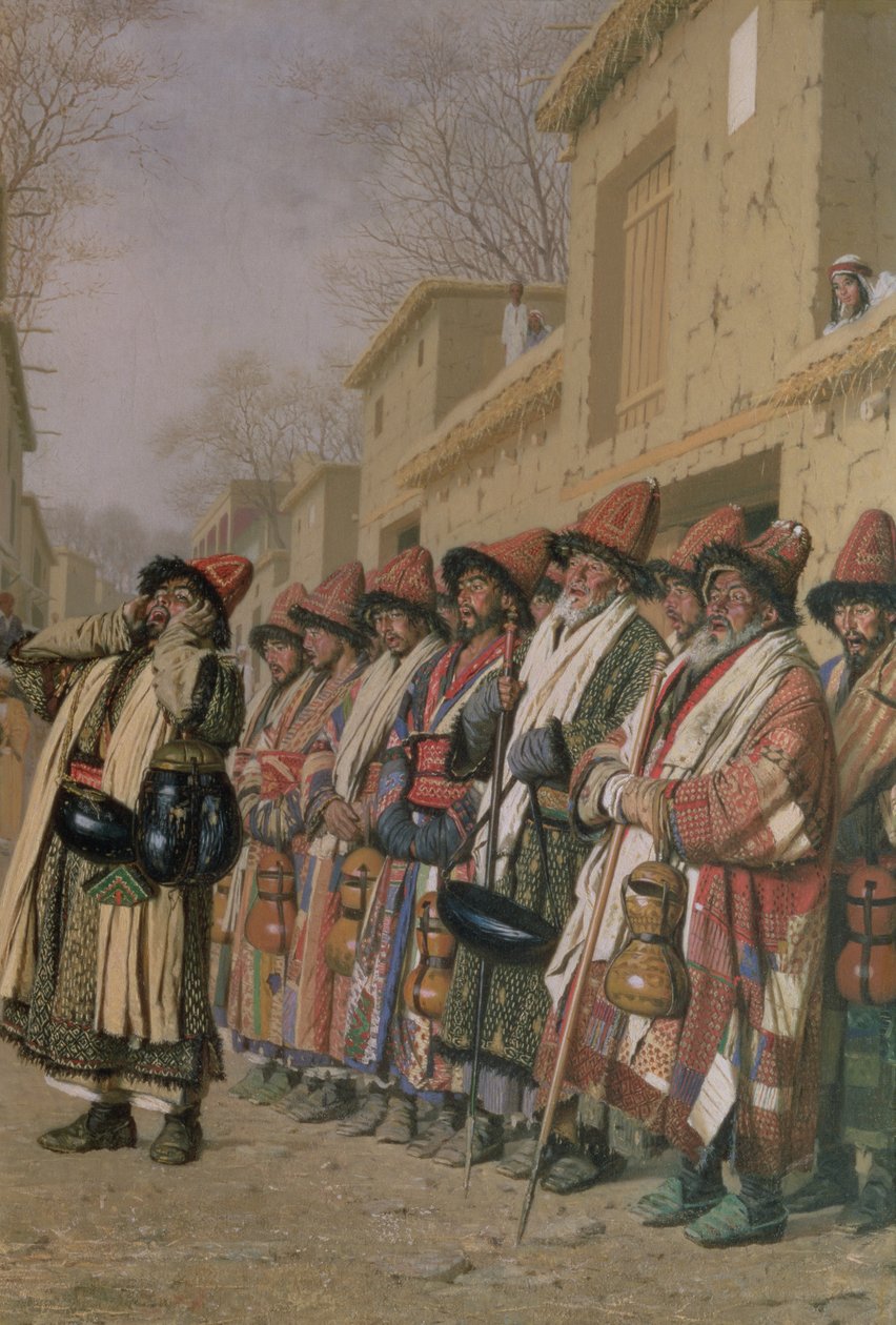 1870年にタシケントで行われた教団合唱団の施し 作： ピョートル・ペトロビッチ・ウェレツシャギン
