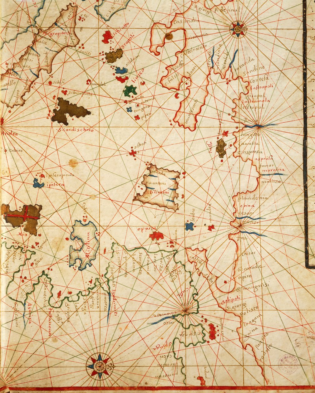 Placido Caloiro と Francesco Oliva による 6 つのチャートからなるポルトラン アトラスのペロポネソス、羊皮紙。 1646年。 作： プラシド・カロイロとオリバ