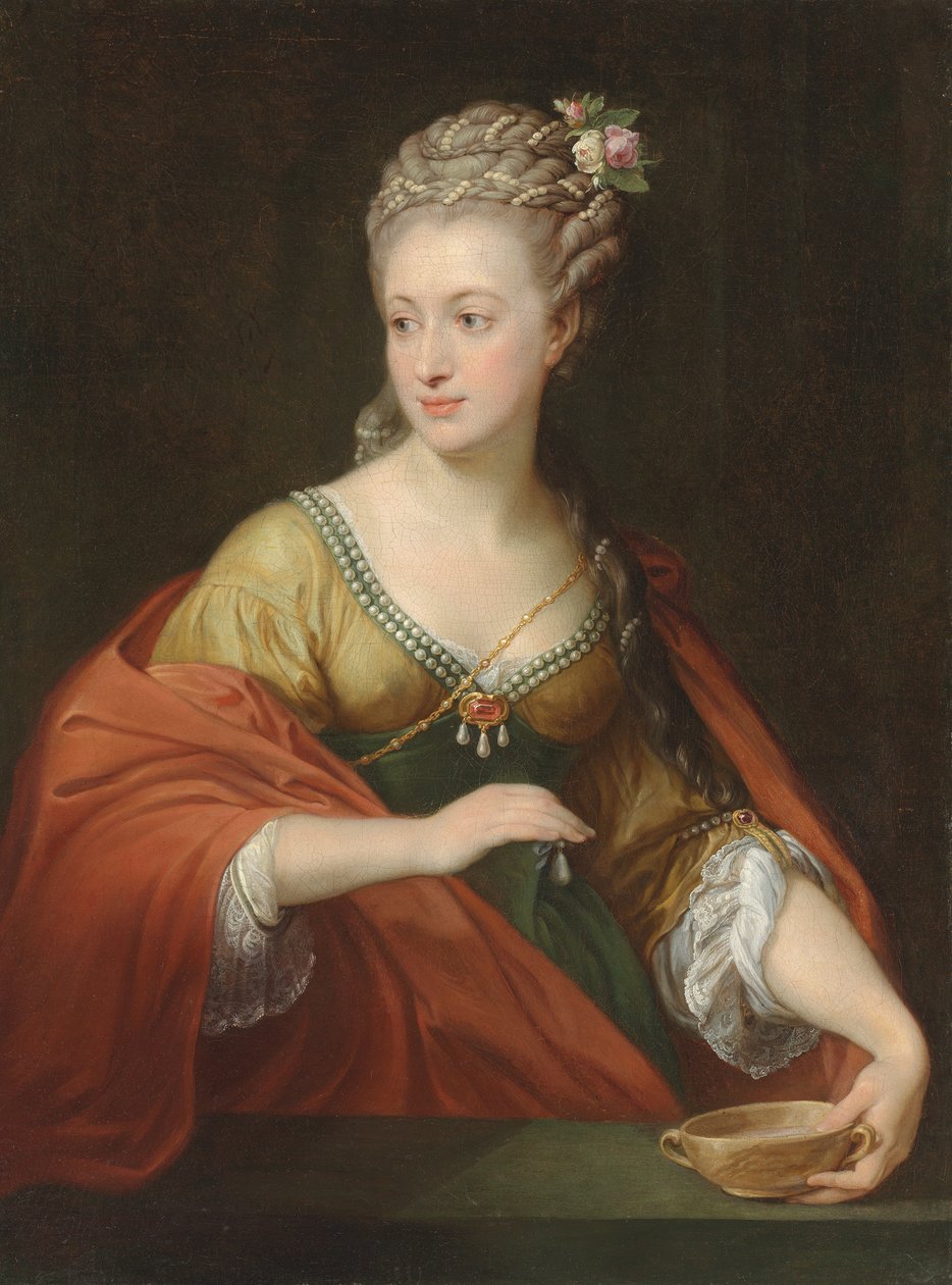 クレオパトラに扮したAlexandra Evtikhievna Demidova 1724-1789年の肖像画、1770年代初頭。 作： ポンピオジロラモバトーニ