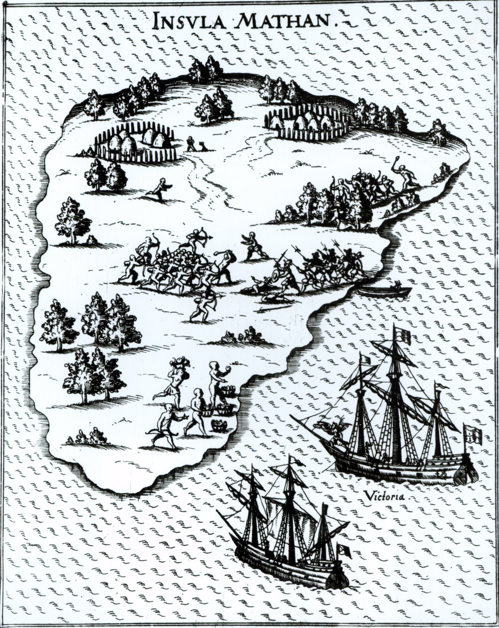 フェルディナンドマゼラン（c.1480-1521）1521年のマクタン島の先住民との戦い 作： ポルトガル語学校