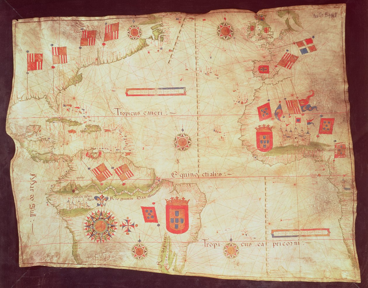 大西洋の地図、1550年頃 作： ポルトガル語学校