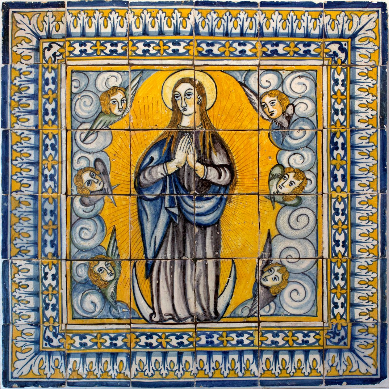 聖母マリア - Azulejos de Lisbon (ポルトガル) 1650-1675 (聖母マリア、タイル、リスボン) 作： ポルトガル語学校