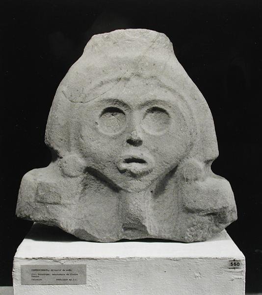 センテオシワトルの頭、トウモロコシの女神、ウアステカン、1000〜1250年頃（石灰岩）（bw pohto） 作： プレコロンビアンプレコロンビアン