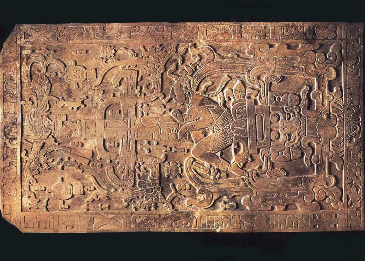 碑文の寺院、パレンケ、615-683からのパカル王の墓 作： プレコロンビアンアート