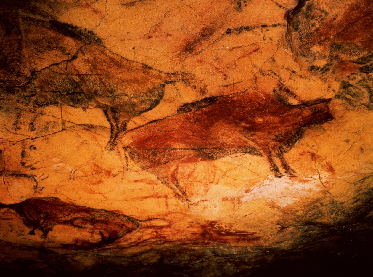 アルティミラ洞窟のバイソン、紀元前15000年頃（洞窟壁画） 作： 先史時代