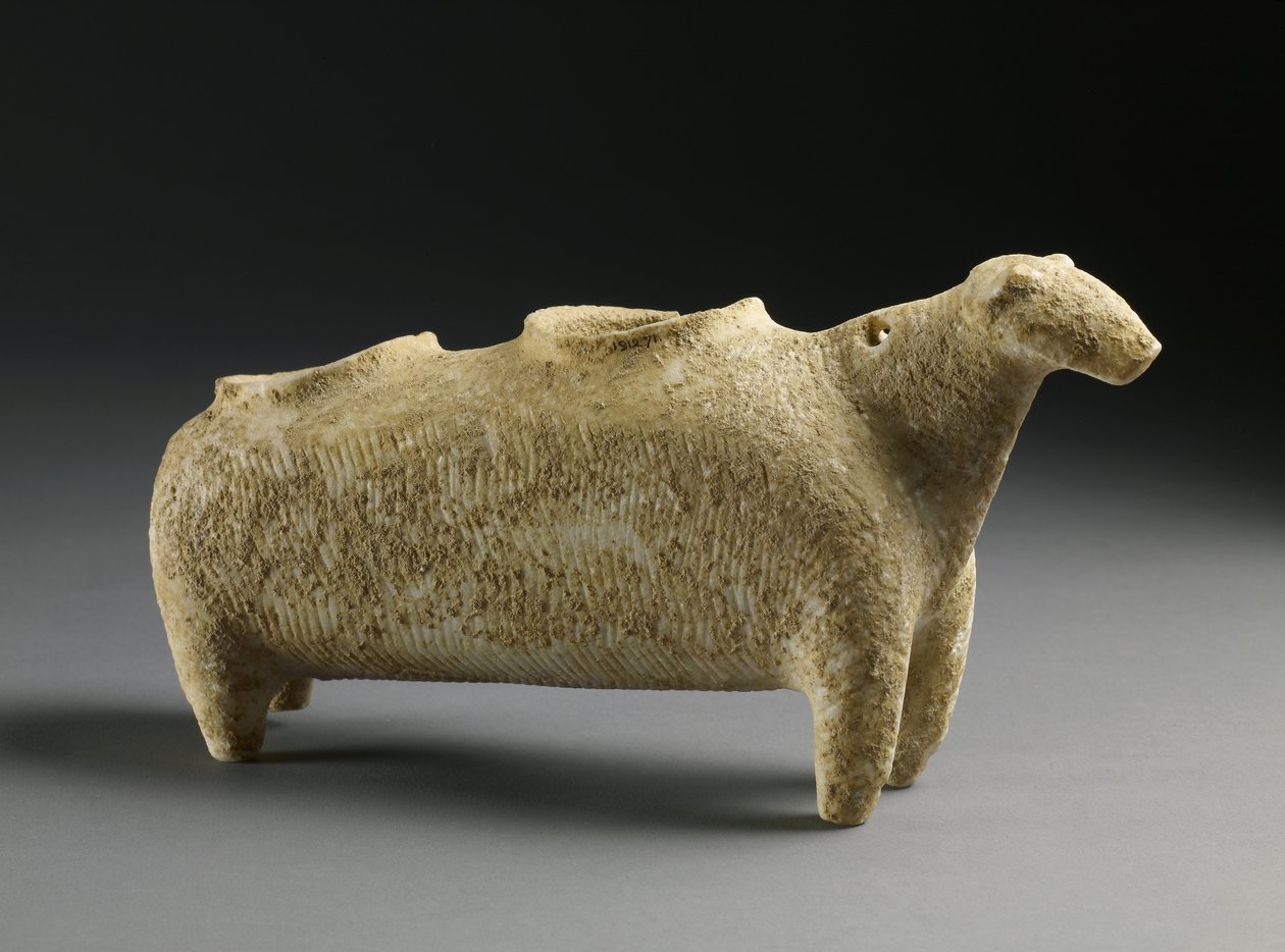 羊の形をした花瓶、初期キクラデス、紀元前2500年頃（陶器） 作： 先史時代
