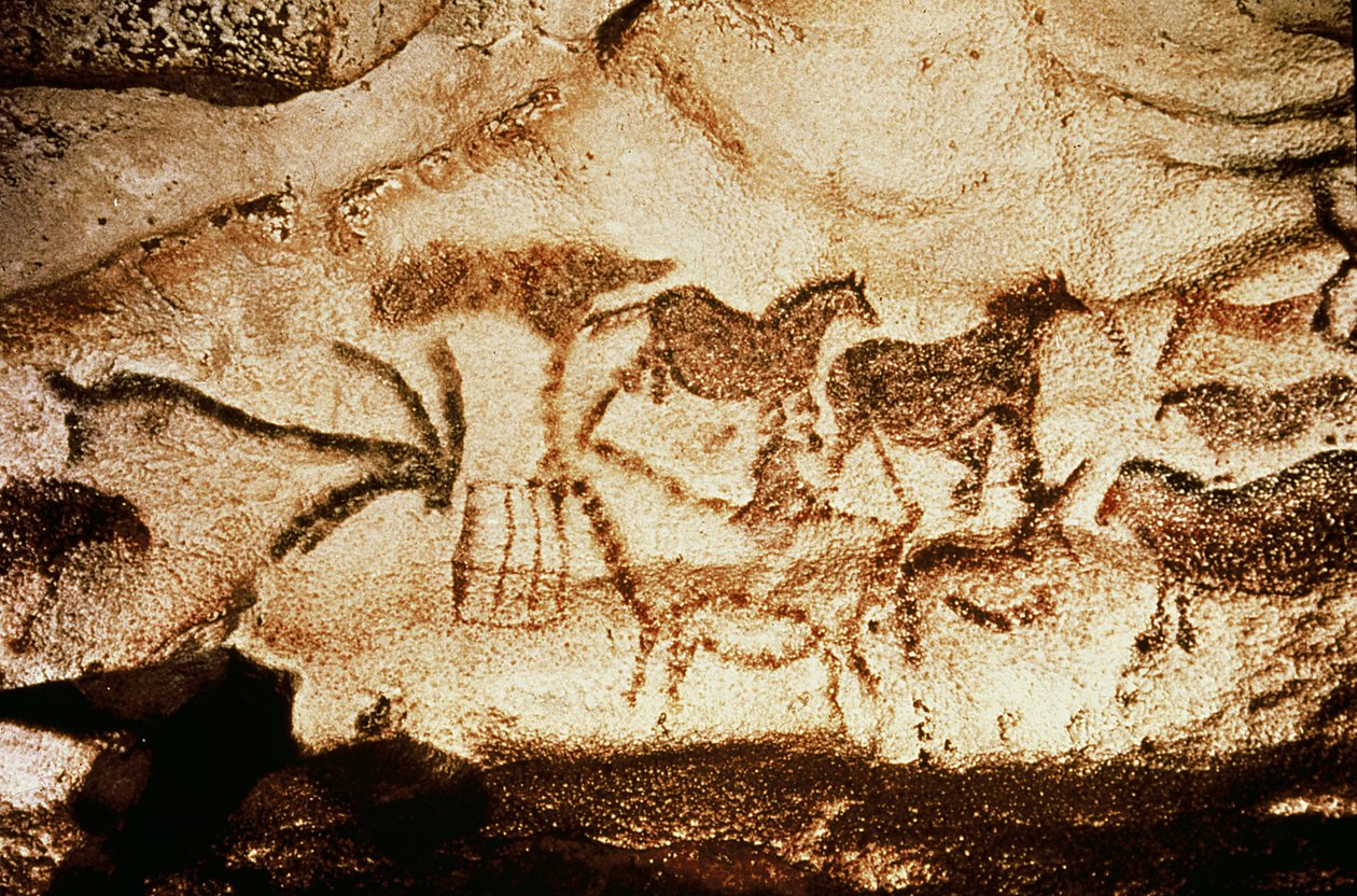アルタミラ洞窟の馬と鹿、紀元前15000年頃（洞窟壁画）