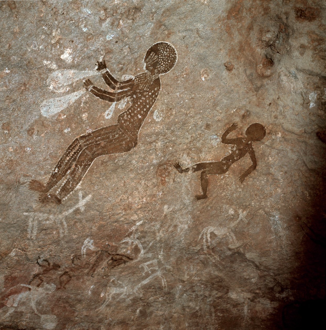 人間の姿。洞窟壁画、紀元前8000～7000年 作： 先史時代先史時代