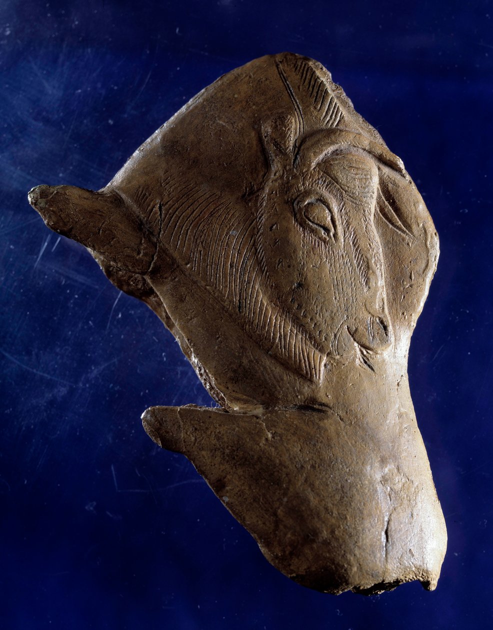 先史時代の美術（マグダレニアン上部）。"Bison getting up" ドルドーニュ地方のマドレーヌのシェルターから出土したトナカイ材の彫刻。紀元前11000年。日 0,10 m サン・ジェルマン・アン・レイ国立考古学博物館 作： 先史時代先史時代
