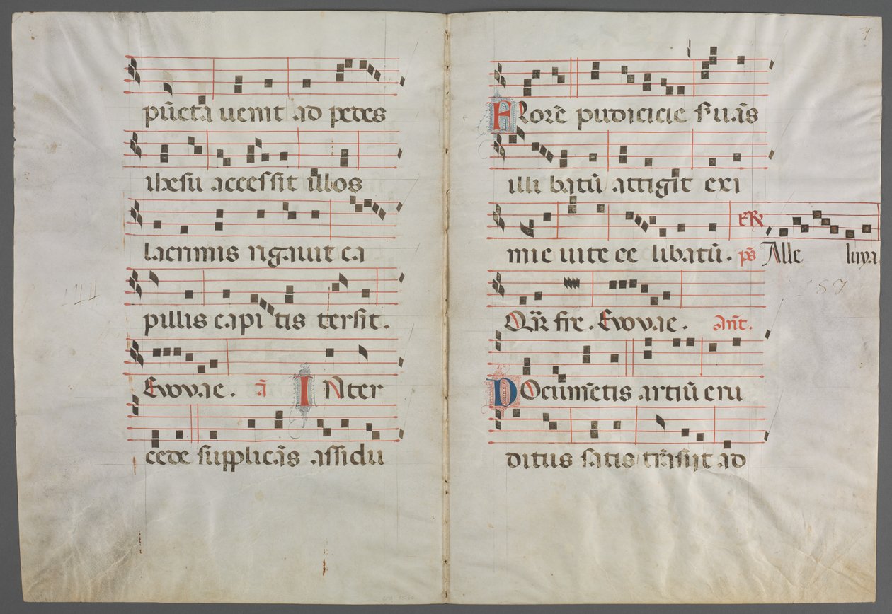 アンティフォナリーからのバイフォリウム：音楽、c。 1320-1340。 作： Primo Miniatore di San Domenico