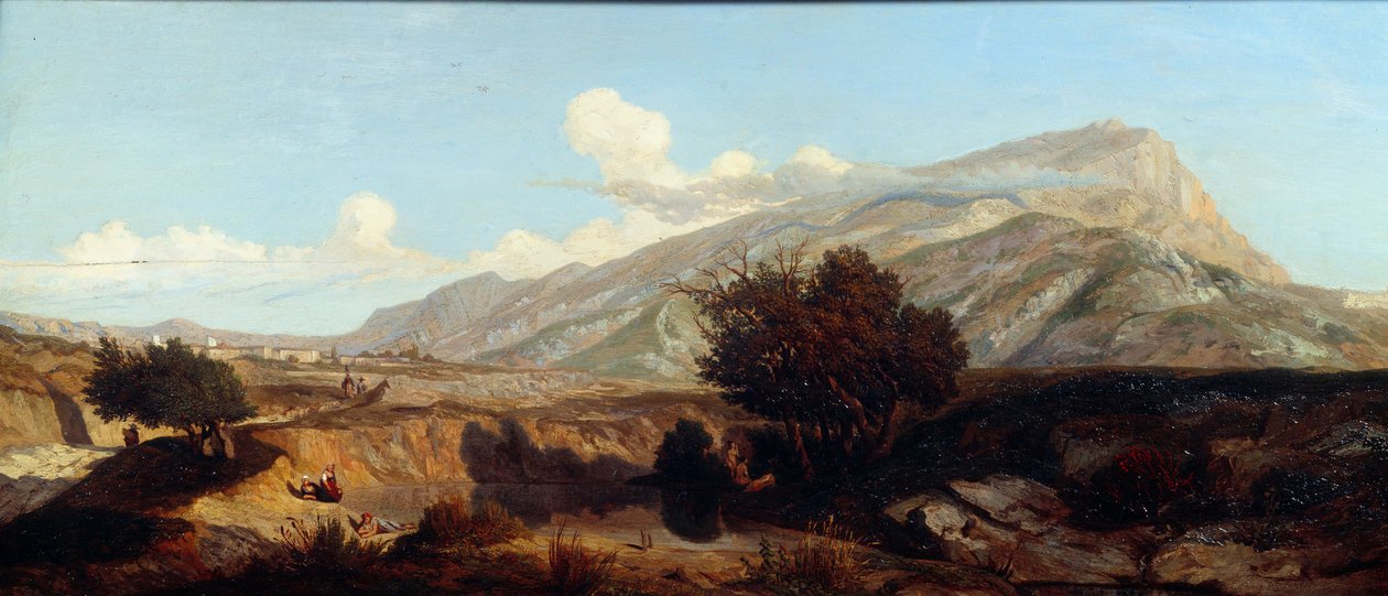 南のマキの聖なる山の勝利の風景の眺め。 プロスパー ジョセフ グレシー (1804-1874) の絵画 19 世紀 エクス アン プロヴァンス、グラネ美術館 作： 繁栄するジョセフ・グレイシー