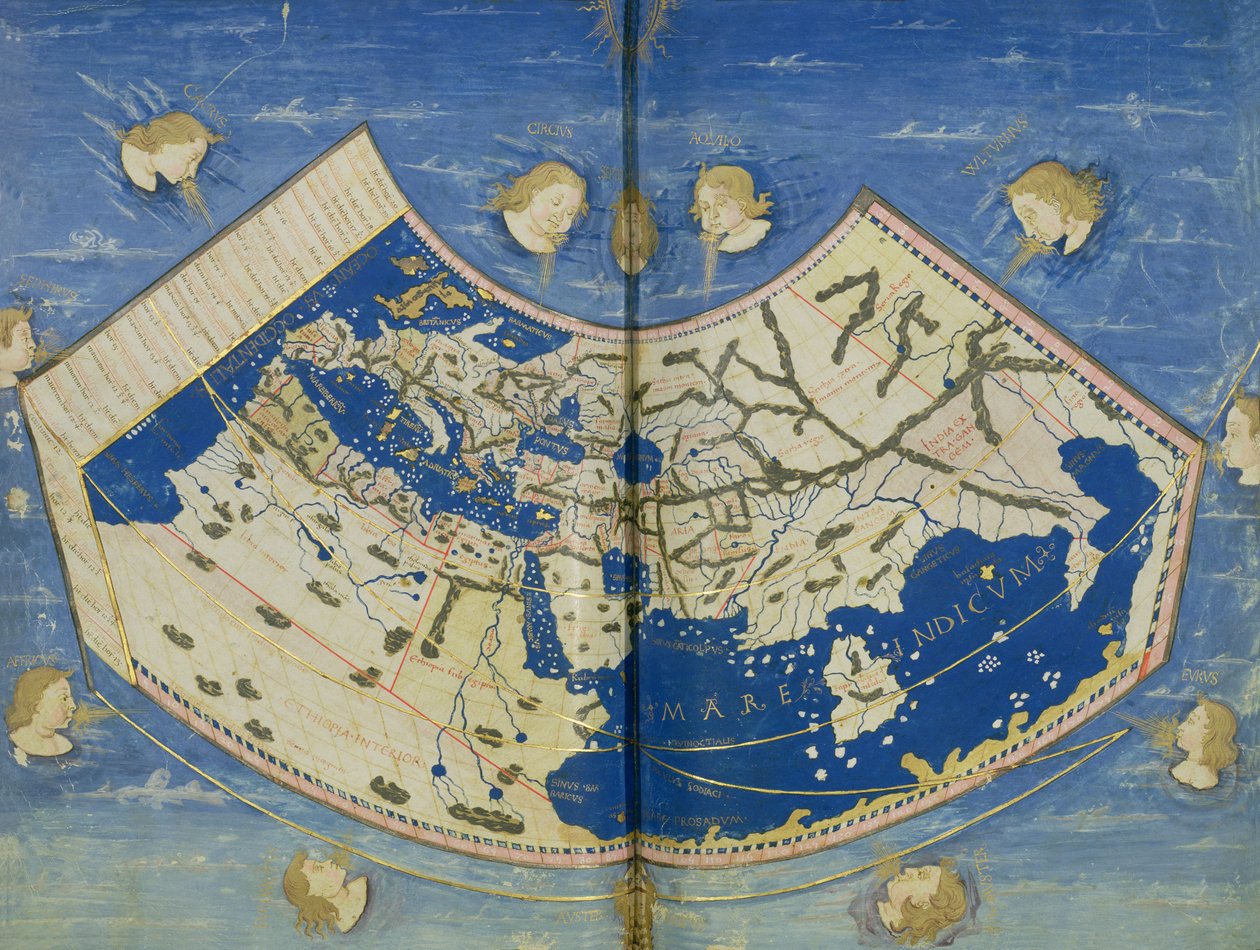 Ms Lat 463 Fol.75v-76r十二風の世界地図 作： プトレミー