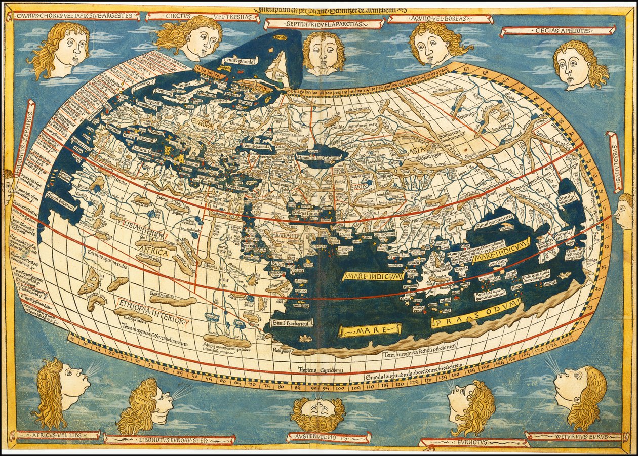 1482年 ウルム プトレマイオス世界地図 作： プトレミー