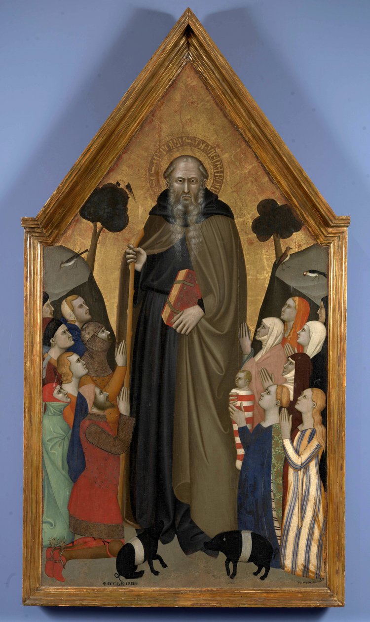 プッチオディシモーネ。聖アンソニー-修道院長。 1353、ファブリアーノ、シビックアートギャラリー 作： プッチオ・ディ・シモーネ
