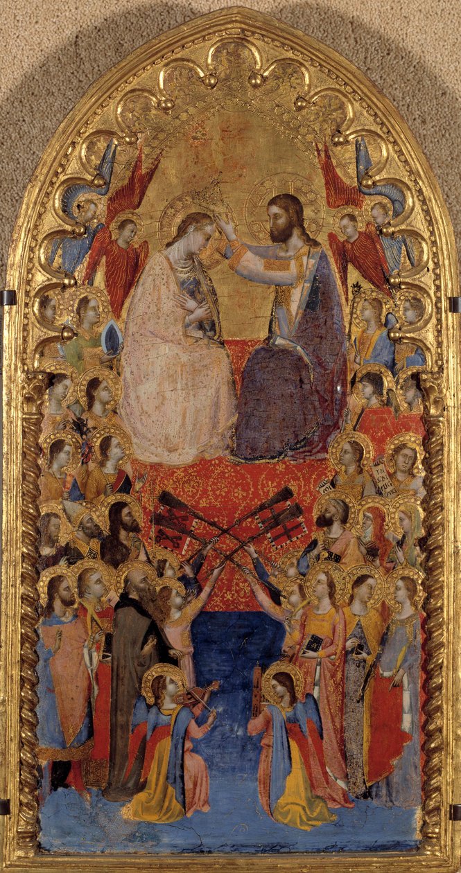 プッチョ・ディ・シモーネの聖母祭壇画の戴冠式は、ファブリアーノの祭壇画の師匠の言葉です。 作： プッチオ・ディ・シモーネ